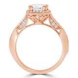 Round Diamond Vintage Cathedral Cushion Halo Engagement Ring in Rose Gold (MVS0216-R)