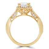 Round Diamond Vintage Cathedral Cushion Halo Engagement Ring in Yellow Gold (MVS0216-Y)