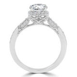 Round Diamond Vintage Cathedral Cushion Halo Engagement Ring in White Gold (MVS0219-W)
