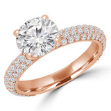 Round Diamond Three-Row Solitaire with Accents Engagement Ring in Rose Gold (MVS0222-R)