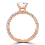 Round Diamond Three-Row Solitaire with Accents Engagement Ring in Rose Gold (MVS0222-R)