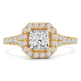 Princess Diamond Split-Shank Radiant Halo Engagement Ring in Yellow Gold (MVS0225-Y)