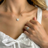 Round Diamond Cathedral Round Halo Engagement Ring in White Gold (MVS0226-W)