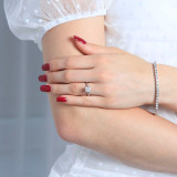 Princess Diamond Vintage Tapered Cathedral Hidden Halo Solitaire with Accents Engagement Ring in White Gold (MVS0227-W)