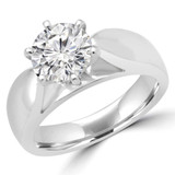 Round Diamond Pinched Cathedral 6-Prong Solitaire Engagement Ring in White Gold (MVS0230-W)