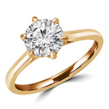 Round Diamond Cathedral 6-Prong Solitaire Engagement Ring in Yellow Gold (MVS0232-Y)