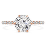 Round Diamond 6-Prong Solitaire with Accents Engagement Ring in Rose Gold (MVS0233-R)