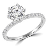 Round Diamond 6-Prong Solitaire with Accents Engagement Ring in White Gold (MVS0233-W)