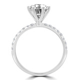 Round Diamond 6-Prong Solitaire with Accents Engagement Ring in White Gold (MVS0233-W)