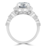 Round Diamond Vintage Floral Halo Engagement Ring in White Gold (MVS0237-W)