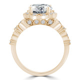 Round Diamond Vintage Floral Halo Engagement Ring in Yellow Gold (MVS0237-Y)