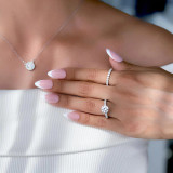 Round Diamond 6-Prong Solitaire with Accents Engagement Ring in White Gold (MVS0240-W)