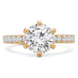 Round Diamond 6-Prong Solitaire with Accents Engagement Ring in Yellow Gold (MVS0240-Y)