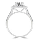 Round Diamond Cathedral Double Cushion Halo Engagement Ring in White Gold (MVS0241-W)