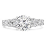 Round Diamond Split-Shank Cathedral Solitaire with Accents Engagement Ring in White Gold (MVS0242-W)