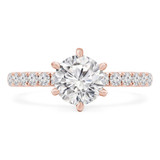 Round Diamond 6-Prong Solitaire with Accents Engagement Ring in Rose Gold (MVS0243-R)