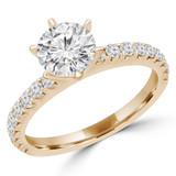Round Diamond 6-Prong Solitaire with Accents Engagement Ring in Yellow Gold (MVS0243-Y)
