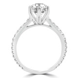 Round Diamond Cathedral 6-Prong Solitaire with Accents Engagement Ring in White Gold (MVS0245-W)