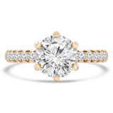 Round Diamond 6-Prong Hidden Halo Solitaire with Accents Engagement Ring in Yellow Gold (MVS0250-Y)