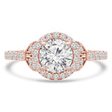 Round Diamond Cathedral Halo Engagement Ring in Rose Gold with Accents (MVS0255-R)
