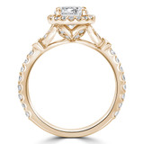 Round Diamond Cathedral Halo Engagement Ring in Yellow Gold with Accents (MVS0255-Y)