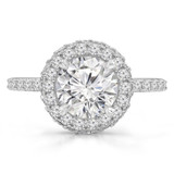 Round Diamond High Set Rollover Halo Engagement Ring in White Gold with Accents (MVS0257-W)