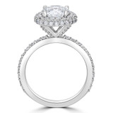 Round Diamond High Set Rollover Halo Engagement Ring in White Gold with Accents (MVS0257-W)