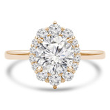 Round Diamond Floral Oval Halo Engagement Ring in Yellow Gold (MVS0258-Y)