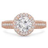 Round Diamond Vintage Cathedral Rollover  Halo Engagement Ring in Rose Gold with Accents (MVS0259-R)
