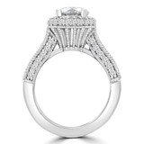 Round Diamond Vintage Cathedral Rollover  Halo Engagement Ring in White Gold with Accents (MVS0259-W)