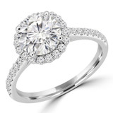 Round Diamond Cathedral Halo Engagement Ring in White Gold with Accents (MVS0261-W)