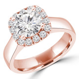 Round Diamond Cathedral Cushion Halo Engagement Ring in Rose Gold (MVS0263-R)