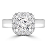 Round Diamond Cathedral Cushion Halo Engagement Ring in White Gold (MVS0263-W)