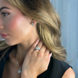 Round Diamond Three-Row Pinched Split-Shank Halo Engagement Ring in White Gold (MVS0265-W)