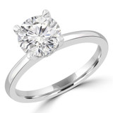 Round Diamond Hidden Halo Solitaire with Accents Engagement Ring in White Gold (MVS0276-W)