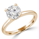 Round Diamond Hidden Halo Solitaire with Accents Engagement Ring in Yellow Gold (MVS0276-Y)