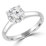 Round Diamond Cathedral Solitaire Engagement Ring in White Gold (MVS0280-W)