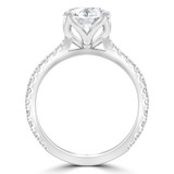 Round Diamond Floral Petal Cathedral Solitaire with Accents Engagement Ring in White Gold (MVS0286-W)