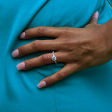 Round Diamond Shared Prong Solitaire with Accents Engagement Ring in White Gold (MVS0289-W)