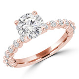 Round Diamond Shared Prong Solitaire with Accents Engagement Ring in Rose Gold (MVS0296-R)