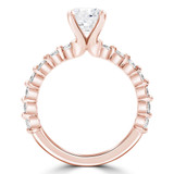 Round Diamond Shared Prong Solitaire with Accents Engagement Ring in Rose Gold (MVS0296-R)