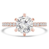 Round Diamond 6-Prong Solitaire with Accents Engagement Ring in Rose Gold (MVS0297-R)