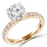 Round Diamond Solitaire with Accents Engagement Ring in Yellow Gold (MVS0298-Y)