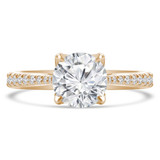 Round Diamond Tapered Cathedral Solitaire with Accents Engagement Ring in Yellow Gold (MVS0300-Y)