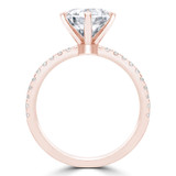 Round Diamond 6-Prong Solitaire with Accents Engagement Ring in Rose Gold (MVS0302-R)