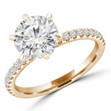 Round Diamond 6-Prong Solitaire with Accents Engagement Ring in Yellow Gold (MVS0302-Y)