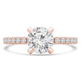Round Diamond Diamond Prongs Solitaire with Accents Engagement Ring in Rose Gold (MVS0303-R)