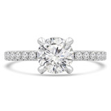 Round Diamond Diamond Prongs Solitaire with Accents Engagement Ring in White Gold (MVS0303-W)