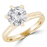 Round Diamond 6-Prong Hidden Halo Solitaire with Accents Engagement Ring in Yellow Gold (MVS0304-Y)