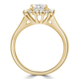 Round Diamond Tapered Floral Halo Engagement Ring in Yellow Gold (MVS0308-Y)